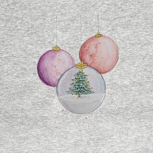 Watercolor Christmas Snow Globe Bauble T-Shirt